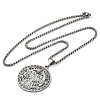 304 Stainless Steel Flat Round with Witchcraft Divination Sword Pattern Pendant Necklaces NJEW-S007-10P-3