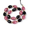 Natural Obsidian & Rhodonite Beads Strands G-N358-04A-04-3