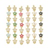 Brass Micro Pave Clear Cubic Zirconia 7 Star Links Connector Charms KK-H539-16G-1