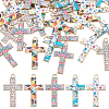 50Pcs 5 Colors Alloy Mosaic Style Pendants ENAM-FH0001-99-1