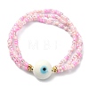 3Pcs 3 Color Lampword Evil Eye & Glass Seed Beaded Stretch Bracelets Set BJEW-JB09456-2