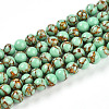 Synthetic Gold Line Turquoise Beads Strands G-A255-A03-04B-4