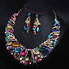 Alloy Rhinestone Pendant Necklaces & Teardrop Stud Dangle Earring Sets for Women WG99E9F-06-2