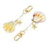 Natural Scallop Shell & Brass Rhinestone Pendant Decorations HJEW-TA00459-2