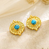 304 Stainless Steel and Turquoise Stud Earrings WG88BC0-01-3