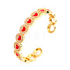 Brass Micro Pave Clear Cubic Zirconia and Enamel Cuff Bangles WGF36EE-01-1
