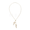 Natural Cultured Freshwater Pearl Rice Beads Tassel Brass Cable Chain Lariat Necklaces for Women NJEW-TA00264-3