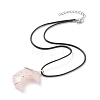 Natural Rose Quartz Crescent Moon Pendant Necklace NJEW-TA00032-04-1