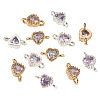 12Pcs 2 Colors Brass Pave Cubic Zirconia Heart Links Connector Charms KK-TA0003-48D-3