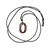 Acrylic Oval & Brass Triangle Pendant Black Waxed Polyester Cord Necklaces NJEW-JN05677-3