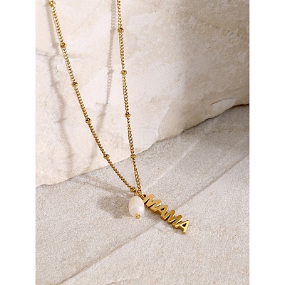 Mother's Day 304 Stainless Steel with Natural Freshwater Pearl Necklaces FS-WG5F984-01-1