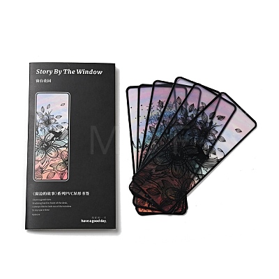 6Pcs 3 Styles Transparent PVC Floral Bookmark DIY-D075-06-1