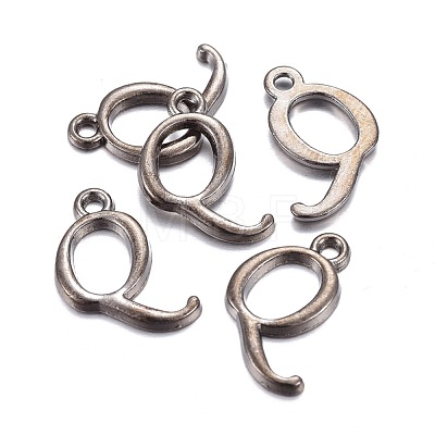 Gunmetal Plated Alloy Letter Pendants PALLOY-P097-03-Q-1