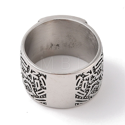 Viking 304 Stainless Steel Rune Finger Rings RJEW-U005-09A-AS-1