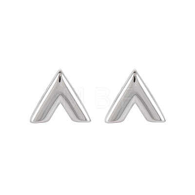 304 Stainless Steel V-shape Stud Earrings EJEW-N016-019P-1