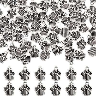 100Pcs Dog Paw Prints Tibetan Style Alloy Pendant Enamel Settings FIND-SC0004-30-1