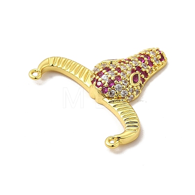 Rack Plating Brass Micro Pave Cubic Zirconia Connector Charms KK-P230-04G-04-1