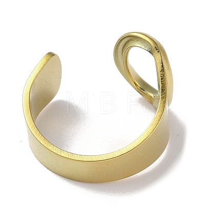 Real 18K Gold Plated 304 Stainless Steel Initial Letter Open Cuff Ring RJEW-H215-09G-02-1