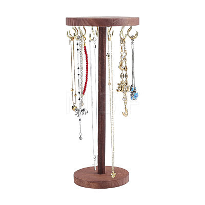 Round Wooden Necklace Organizer Display Stands NDIS-WH0010-34B-1