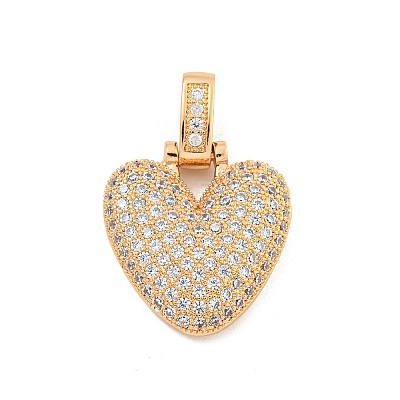 Brass Micro Pave Clear Cubic Zirconia Pendants KK-B099-01G-V-1