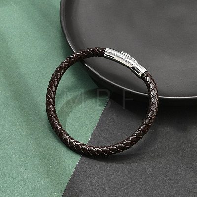 Ion Plating(IP) Braided Leather Cord Bracelets for Men BJEW-Z081-09-1