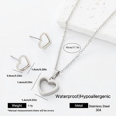 304 Stainless Steel Pendant Necklace & Stud Earrings Set for Women Men NO8774-3-1
