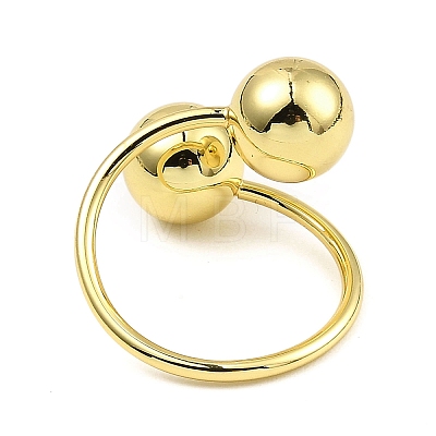 Rack Plating Brass Round Ball Beded Open Cuff Rings RJEW-D009-03G-1