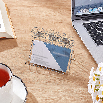 4Pcs Flower Stainless Steel Desktop Business Card Holder AJEW-GO0004-80-1