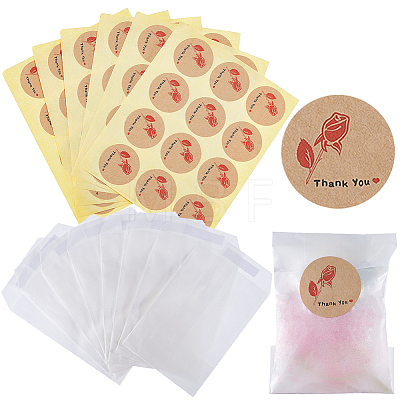 CRASPIRE 120Pcs Flat Translucent Glassine Waxed Paper Treat Bags Cookie Bags STIC-CP0001-11C-1