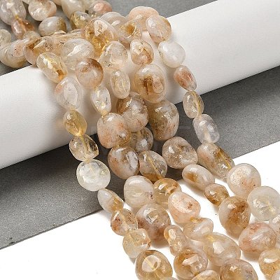 Natural Yellow Lodolite Quartz Beads Strands G-P497-01E-39B-1