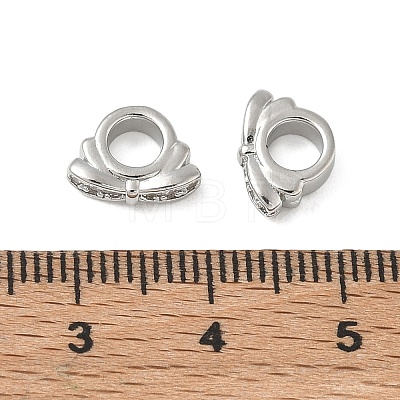 Brass Micro Pave Cubic Zirconia European Beads CU-CBAC675-03P-1