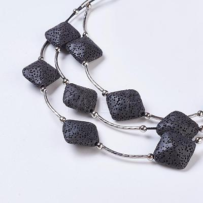 Waxed Cord Tiered Necklaces NJEW-P185-B04-1