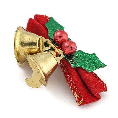 Cloth & Iron Christmas Bowknot Bell Hanging Ornaments  HJEW-S004-01B-1