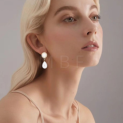 ANATTASOUL 4 Pairs 4 Style Exquisite Plastic Imitation Pearl Beaded Dangle Stud Earrings EJEW-AN0002-09-1