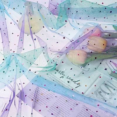 Tie Dye Silver Star Polyester Mesh Tulle Fabric DIY-WH0410-84-1-1