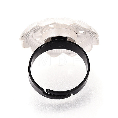 Adjustable Flower Alloy & Iron Bezel Cup Ring Base with Rotatable Tray MAK-T012-07S-1