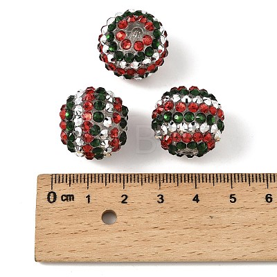 Christmas Theme Resin Rhinestone Round Beads RESI-S313-18x20-09-1
