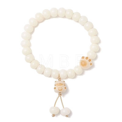 Natural Bodhi Root Charm Bracelets BJEW-TA00731-1