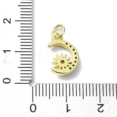 Moon Theme Brass Micro Pave Clear Cubic Zirconia Charms KK-H475-57G-02-1