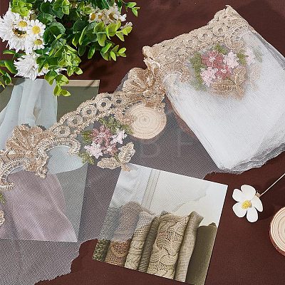 Gorgecraft Polyester Embroidery Lace Ribbon OCOR-GF0002-64-1