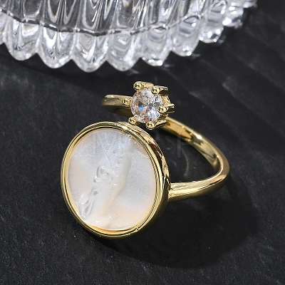 Brass Micro Pave Clear Cubic Zirconia Cuff Open Rings KK-CBA56EF-41B-G-1