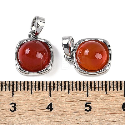 Natural Carnelian(Dyed & Heated) Square Charms KK-P283-46P-1