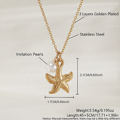 Ocean 204 Stainless Steel Sea Animals Pendant Cable Chain Necklaces for Women WG5B3FA-02-1