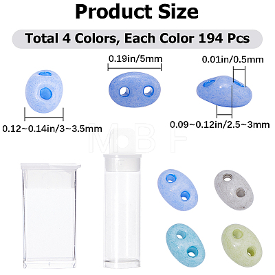 776Pcs 4 Colors 2-Hole Seed Beads SEED-CN0001-19B-1