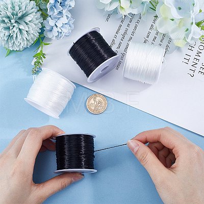 SUNNYCLUE 2 Rolls 2 Colors Flat Elastic Crystal String EW-SC0001-04-1