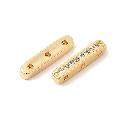 Brass Micro Pave Clear Cubic Zirconia Spacer Bars KK-Z149-01G-1