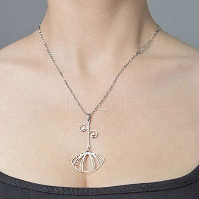 201 Stainless Steel Hollow Leaf Pendant Necklace NJEW-OY001-54-1