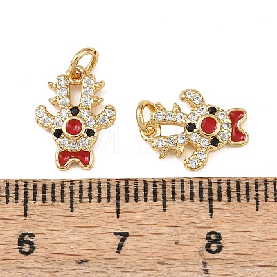 Christmas Brass Micro Pave Cubic Zirconia Enamel Charms KK-L255-19G-03-1