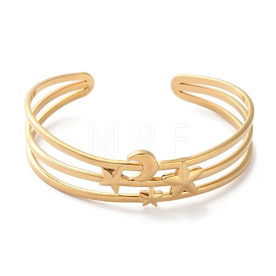 304 Stainless Steel Cuff Bangles for Women BJEW-K263-05G-01-1