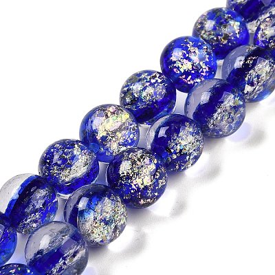 Handmade Dichroic Foil Glass Beads Strands DICH-U001-10B-1